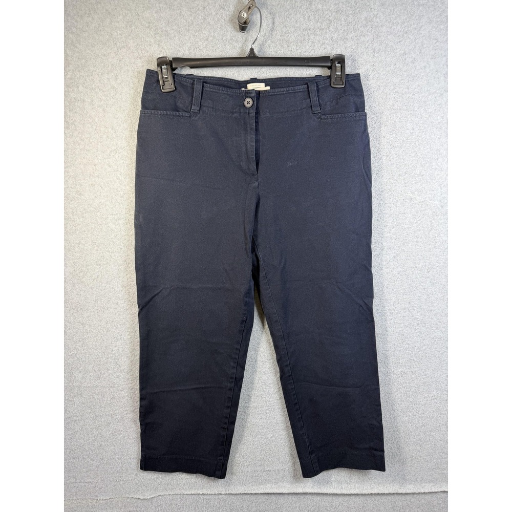 Talbots Signature Capri Pants Womens 10 Blue Stretch Twill Flat Front Casual